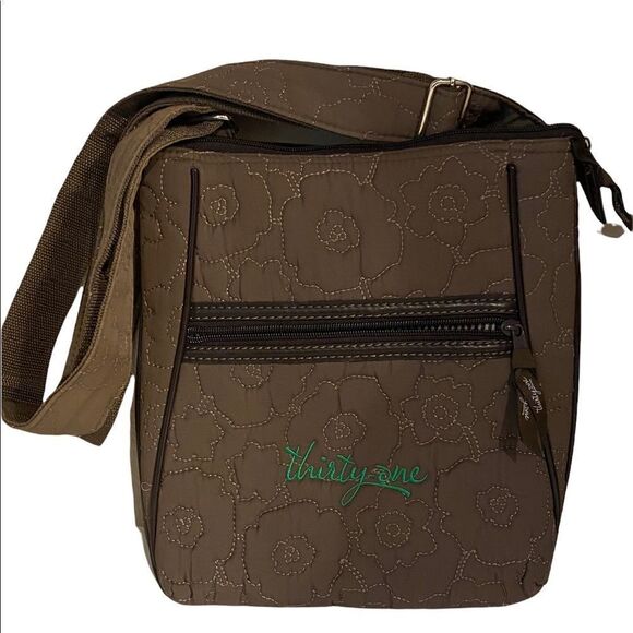 Thirty-one brown quilted tote cross body - Picture 2 of 13